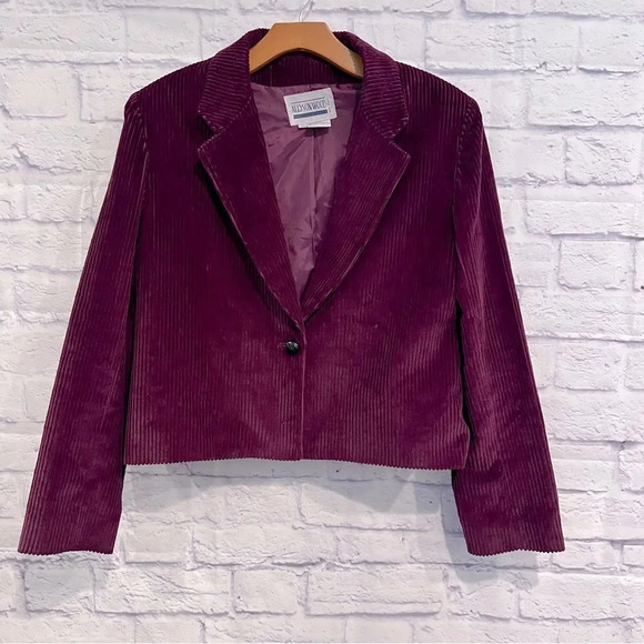 Vintage Allyson Wood Burgundy Corduroy Blazer - Picture 1 of 7